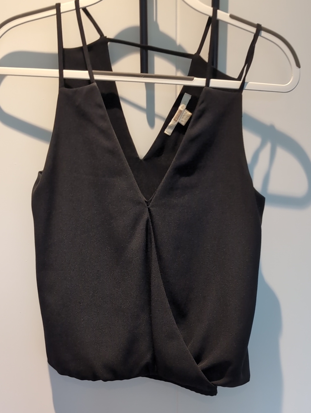 Black V-Neck Strappy Women's Top by